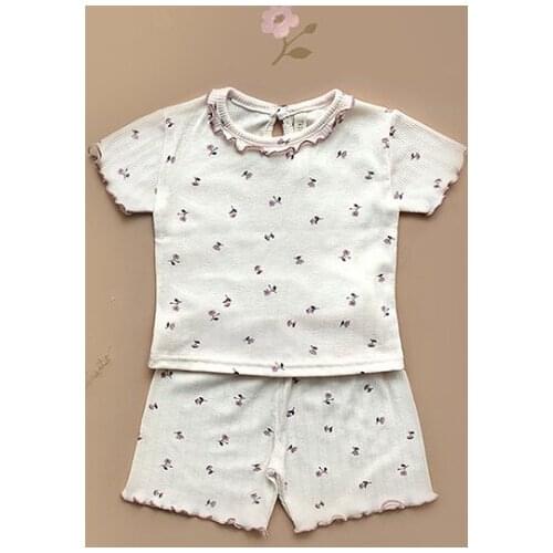 2021 New boys girls 2 pcs set floral t shirt+shorts cotton linen summer soft fashion babys suits