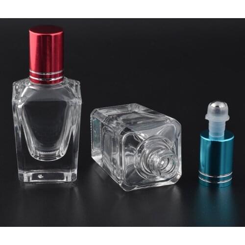 4pcs 15ml Portable Travel Perfume Glass Bottle Roller Ball For Essential Oils High Quality Square Roll-on Bottle Empty Container