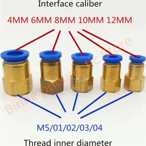 5PCS Exempt postage Pneumatic element Quick straight Tube quickly inserts Internal Thread PCf4/6/8/10/12-M5/01/02/03/04