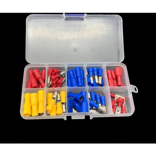 60pcs/lot Assorted Female Male Full Insulated Terminals Connectors Assortment Kit Electrical Crimp Terminals