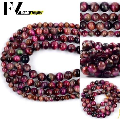 A+ Natural Gem Stone Rose Red Tiger Eye Beads Round Loose Spacer Beads For Bracelet Jewelry Making Diy Charm 6/8/10mm 15” strand