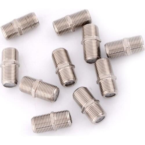 Aluminium Alloy Joiner Barrels Connector F Plug Coupler Adapter Plus HD TV Coax Cable Wholesale 10Pcs/bag