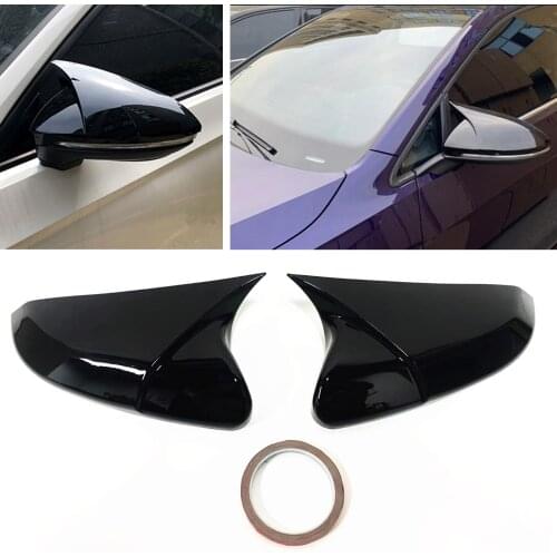 Rearview Mirror Cover For HONDA CIVIC 10th 2016-2021 Glossy Black Add On Car Exterior Door Window Wing Side Rear View Cap Trim