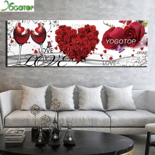 Large 5D Diamond Embroidery red Love rose cup 3D DIY Diamond Painting Full Mosaic of Rhinestones wedding decoration YY2704