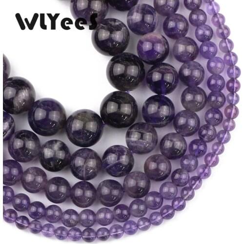 WLYeeS Natural Purple Crystal Beads 4-12mm Round Loose Beads Purple Ore for Jewelry Bracelet Necklace Pendant Making DIY 15inch