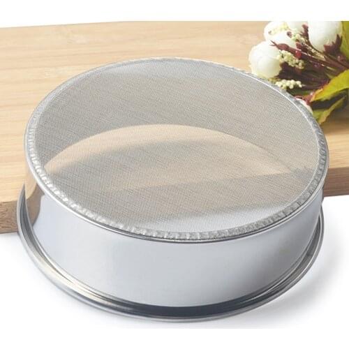 Household flour sieve Round Stainless Steel Fine Flour Sieve with 60 Mesh 304 Steel-Silver Practical Kitchen Tools Supplies