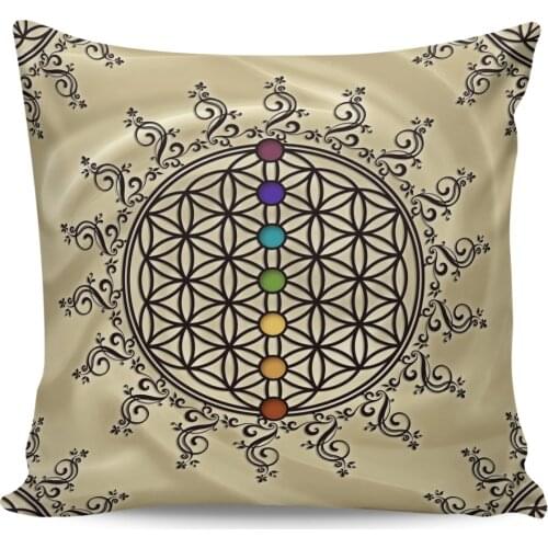 Flower of Life Chakras Spirituality Yoga Zen Pillow Covers Cases Pattern Cover Cushion Pillowcase Square Print