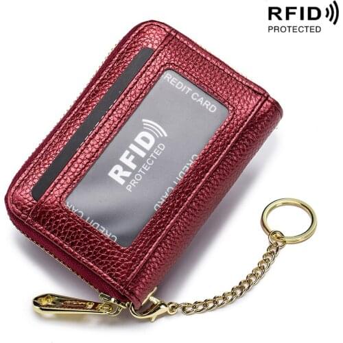 Card Holder Anti Rfid Protect Luxury Leather Small Fashion Brand Women Men Wallet Purse Travel Outdoor Id Credit Bank Key Loop