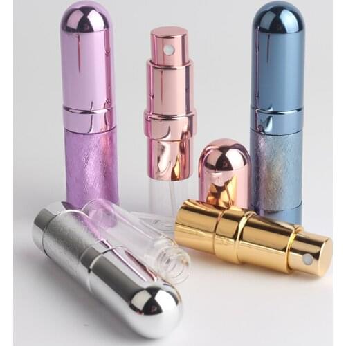 Jxcaih 1Pcs 5ml Mini Perfume Bottle Travel Portable Spray Shell Aluminum Glass Inner Cosmetic Refillable Container