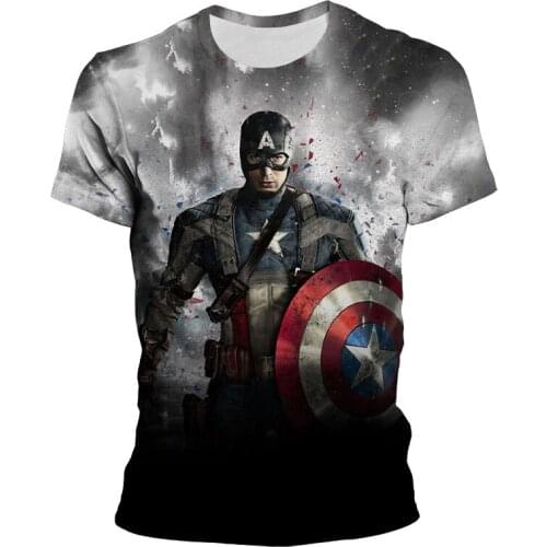 2021 Summer T Shirt For Men Marvel Hero Captain America 3D Print Children T-shirts Short Sleeve Streetwear Women Tee Shirts