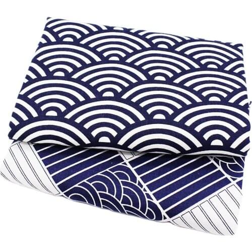 Printed Cotton Linen Fabric For Sewing Quilting DIY Fish Scale Cloth Of Curtain Bag Cushion Furniture Sofa Cover Material