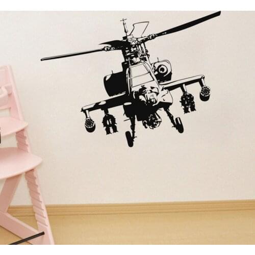 Art Design Sofa Background Wall Sticker Vinyl Military Helicopter Adhesive Wall Sticker Home Art Decoration Y-624