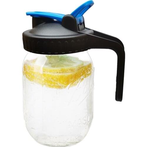 Mason Jar Lids with Handle Leak-Proof Airtight Seal and Flip Cap Easy Pour Spout Wide Mouth and Round Handle 2 Pack