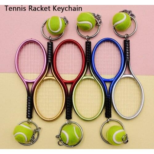 Cute Sport Mini Tennis Racket Pendant Keychain Finder Holer Accessories Gifts