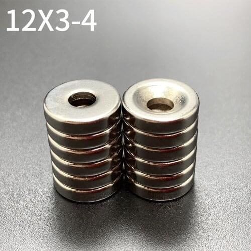 10/20/50Pcs 12x3-4 Neodymium Magnet 12 x 3 Hole 4 N35 NdFeB Round Super Powerful Strong Permanent Magnetic imanes