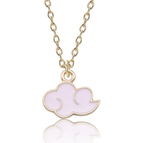 2021 New Small Cloud Multicolor Cartoon Necklace Creative Lovely Color Geometric Lace Pendant Lovers Cloud Pendant Necklace