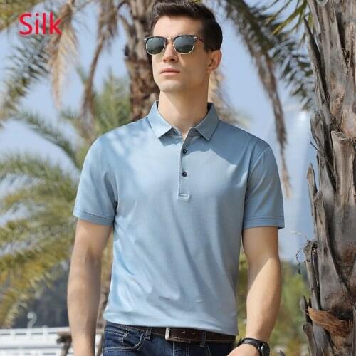 New Arrival Fashion High Quality Mulberry Silk Men Summer Thin Polo Young Short Sleeve Casual Polo Shirt Men Plus Size M-4XL