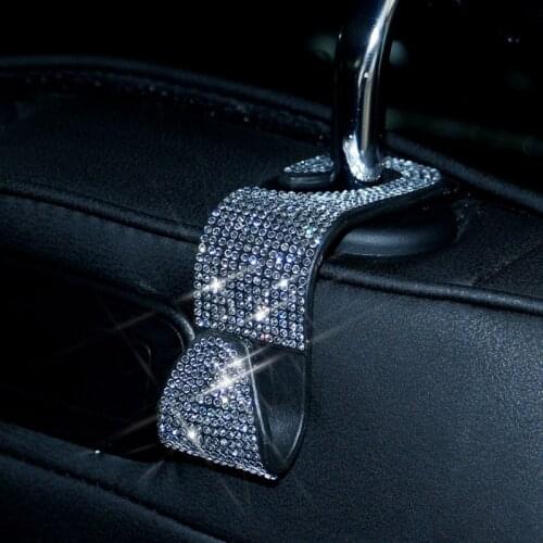 New Car Rear Seat Hook Multifunction Car Back Seat Hook Shiny Bling Crystal Handbag Headrest Hanger Car Accessories