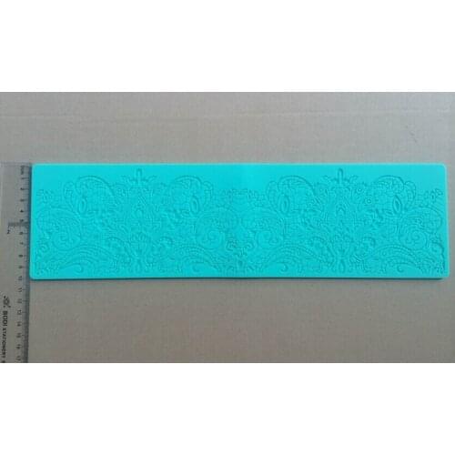 Wholesale big flower garden lace shape sugar mat decoration for fondant cake border chocolate mold silicone mold DIY tool