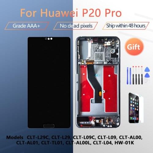 For HUAWEI P20 Pro CLT-L09 L29 AL0 AL01 TL01 OLED Original LCD screen assembly with front case touch glass Black Blue Aurora