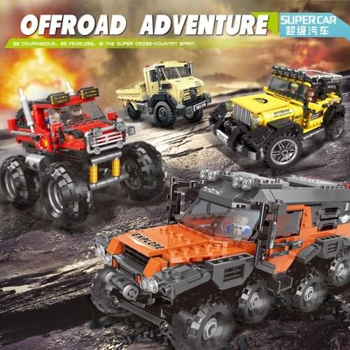Plastic Building Blocks Toy Street Vehicle Model Car Educational Kids Gifts Super Truck Children Present for Boy 03024-03027