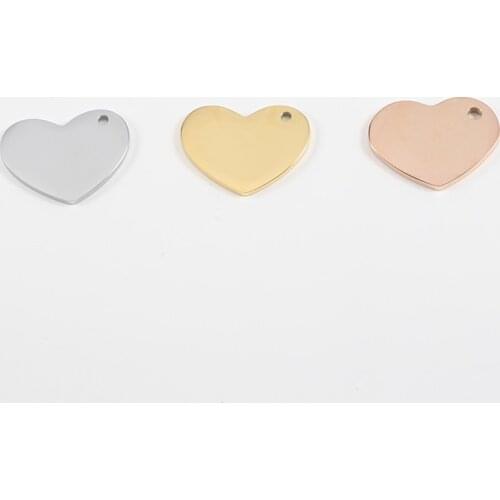 Heart Bracelet Charms 15x20mm Stainless Steel Mirror Polished Blank Stamp Pendant Charms For Jewelry Making 20pcs/lot
