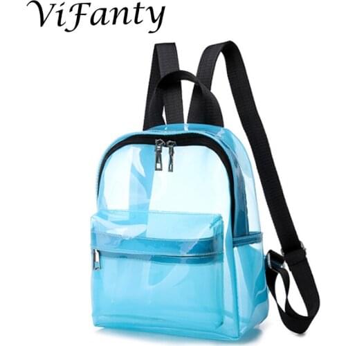 Clear Mini Backpack, Fashion Girls Transparent PVC Jelly Shoulder Bag Student Bag