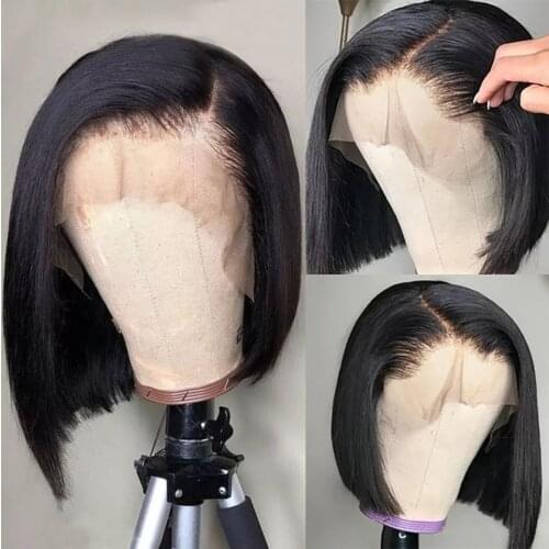 12 Inches 13x4 Lace Frontal Bob Wigs Brazilian Straight Remy Human Hair Wig Natural Color Closure Lace Part Wigs For Black Women