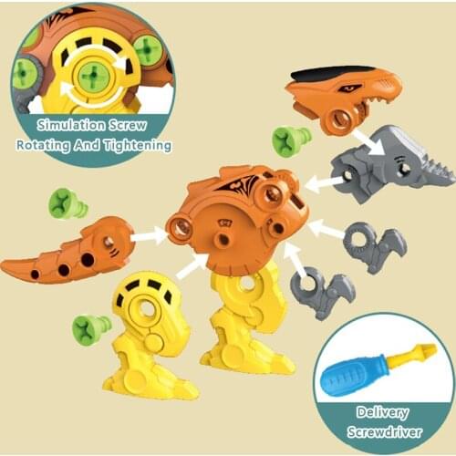 DIY disassembly dinosaur toy set assembly screw nut combination assembling dinosaur model educational toy for children kids gif