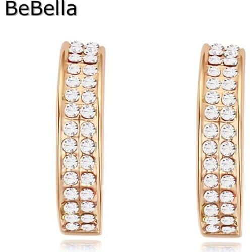 BeBella arc-shaped crystal stud earrings made with Czech crystal for 4 colors