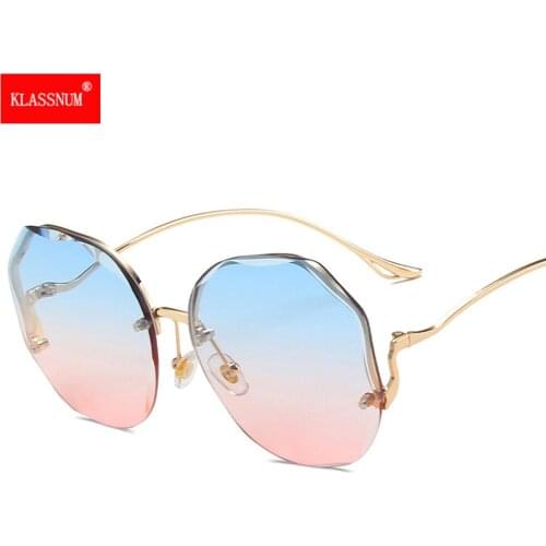 Metal Rimless Sunglasses Women Retro Oversized Irregular Round Sun Glasses Men Fashion Half Metal Frame Streetwear Eyewear UV