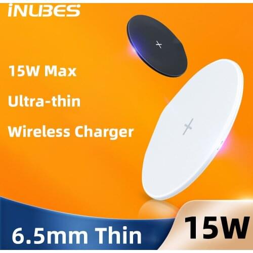 Thin 15W Qi Wireless Charger For iPhone 12 11 Pro XS Max XR Ultra Slim Induction Fast Wireless Charging Pad For Xiaomi Samsung