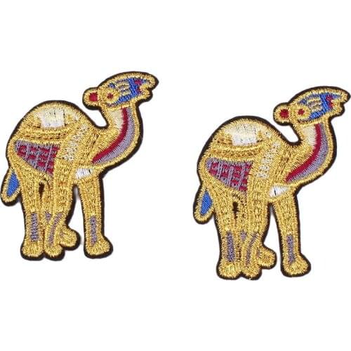 10PCS Embroidered Gold Camel Patch Diy Sewing Clothes Fabric Appliques Cartoon Animal Sticker Embroidery Bagde for Jeans Coats