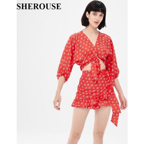 2021 Summer Teo Pieces Set Women Printed Cropped Shirt and Shorts Suit Chic Lady Fashion Casual Shorts Sets Women Outfit