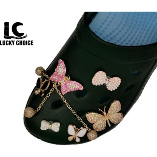 1PCS JIBZ Shoe Croc Charms Metal Pearl Button Shoes Charm Decorations Accessories for Croc Wristbands Kids Girl Women Party