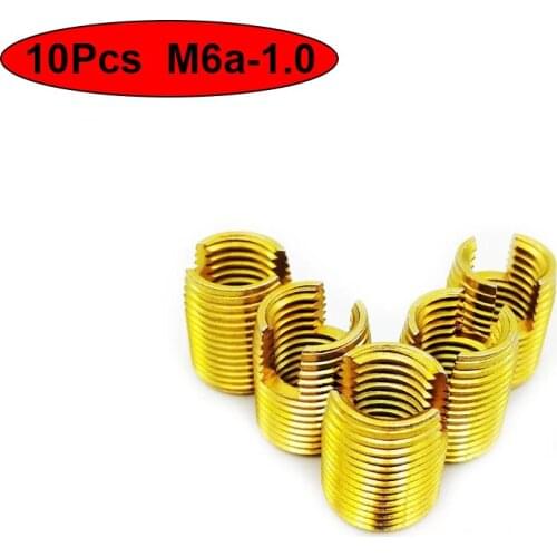 20Pcs M6a-1.0 Galvanized Self Tapping insert Screw Bushing 302 Slotted Type Wire Thread Insert Nut Repair