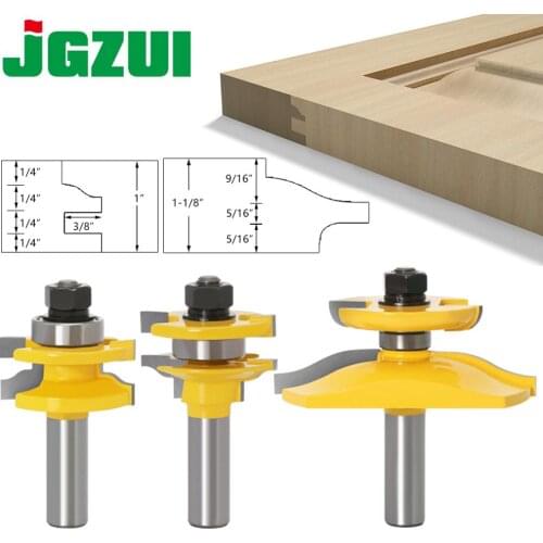 3pcs 1/2" Shank Rail & Stile Ogee Blade Cutter Panel Raised Cabinet Router Bit Set Door Tenon Woodworking Tools