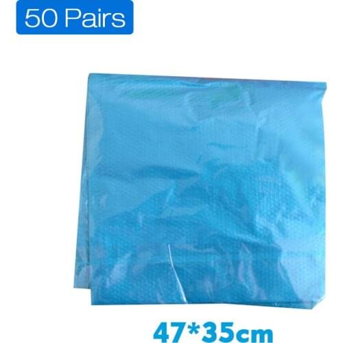 50Pairs Disposable Shoe Covers Waterproof, dustproof, and anti-germ Blue Rain Shoes and Boots Cover Plastic Long Shoe Cover