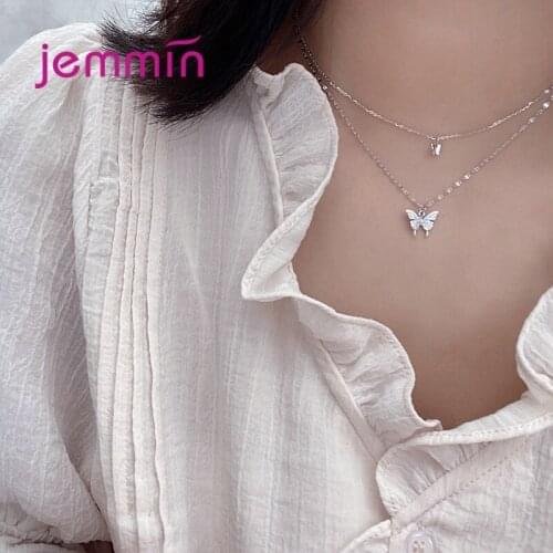 925 Sterling Silver Cute Butterfly Crystal Necklace For Women Girls Wedding Engagement Trendy Jewelry 2021 Wholesale