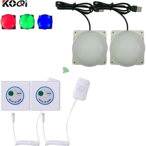 Emergency Bell Wireless Hospital 433MHZ Two Keys Button Handle Line with 3 room light + 3 patient bell paging