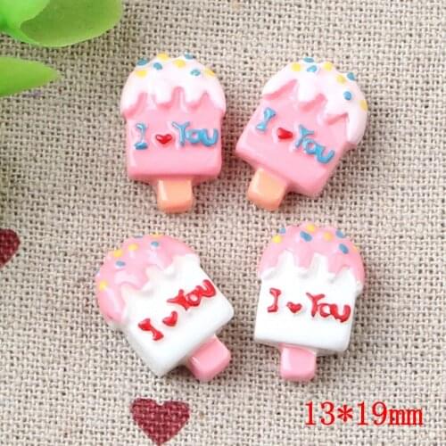 Free shipping 10pcs 13*19mm kawaii food ice cream resin cabochon flatback ornament accessories girl hair jewelry clip band decor