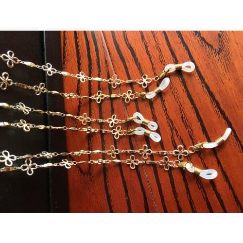 Gold and silver plated eyeglass brass flower chains sunglass retainer spectacle cord lanyard