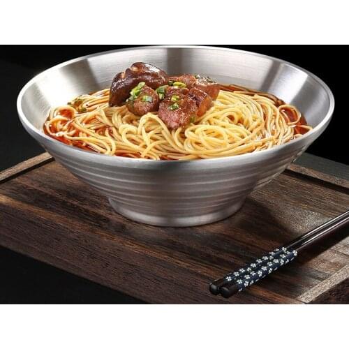 Rice Bowl Soup Ware Creative Dishes Bamboo Bowl Stainless Steel Hand-pulled Noodles Anti-scald Container Japanese Tableware 1pcs