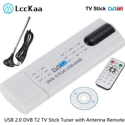 LccKaa Digital satellite DVB T2 USB TV Stick Tuner with antenna Remote HD USB TV Receiver DVB-T2/DVB-T/DVB-C/FM/DAB USB TV Stick