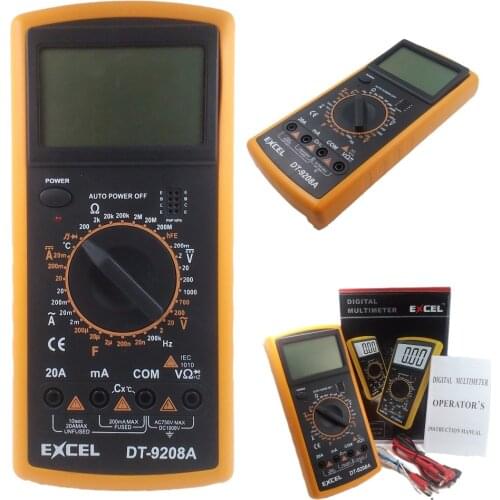 Digital Multimeter DC AC Voltage Current Resistance Capacitance Temperature Frequency Meter Tester EXCEL DT9208A Multimeters