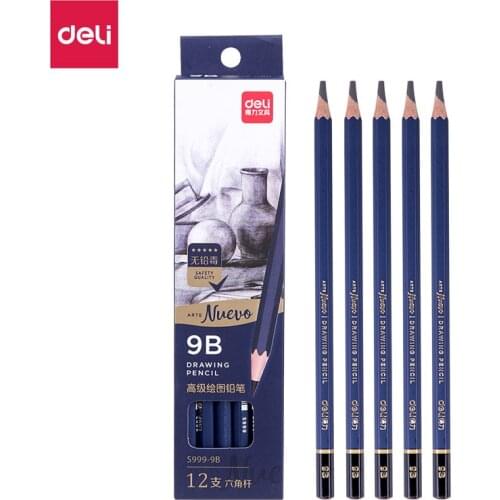 Deli 9B Advanced Art Drawing Pencil Student Sketch Sketching Pencils 12Pcs/box S999-9B Lapiz Office Supplies