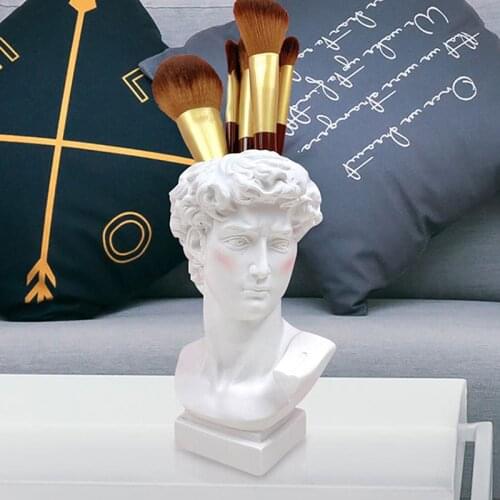 David Sculpture Resin Pen Desk Organizer Makeup Brush Organizer Flower Pot Vase