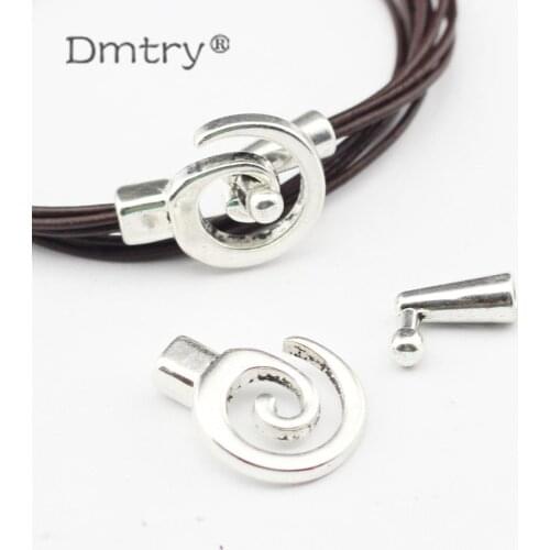 Dmtry 5set/lot Antique Silver Bracelets End Clasp Hooks Findings For Jewelry Round Leather Connectors Making Findings LC0117