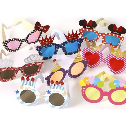 ENO Greeting Party Birthday Glasses Card Cute Paper Glasses Party Supplies Kids Birthday Decoration
