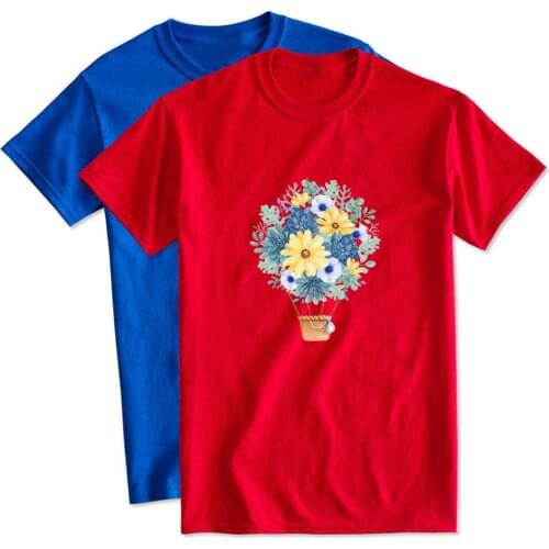 Aesthetic 2020 New T Shirt Hot Air Balloon Composed Of Flowers Of Various Colors Graphic T-shirt Streetwear Letter T Shirt